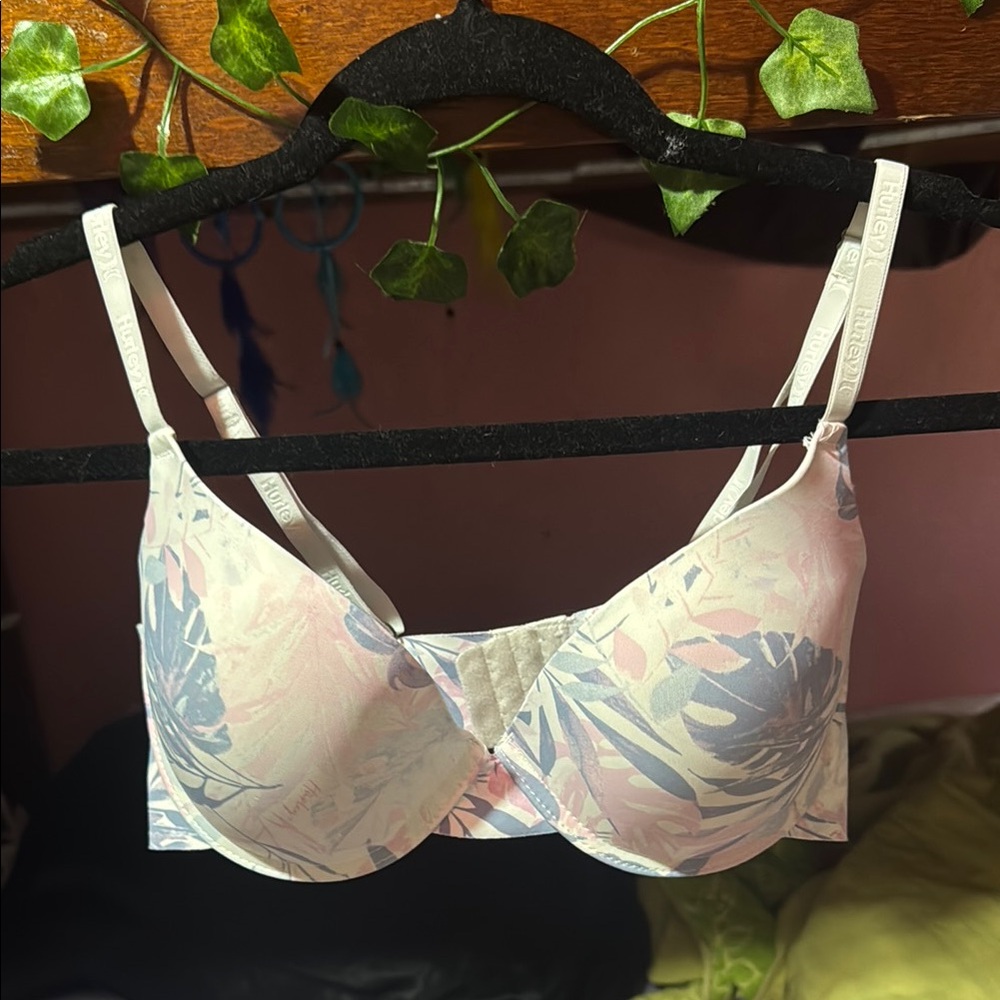 Hurley Pink and Blue Floral Bra Intimates & Sleepwear